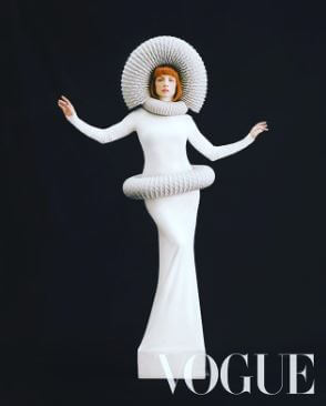 Najwa Nimriis on the cover shoot of Vogue Spain.